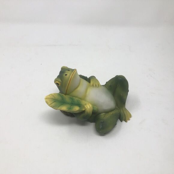 Lazy Frog Ceramic Figure Whimsical Cottagecore Fairy Garden Decor Statue - Picture 1 of 5